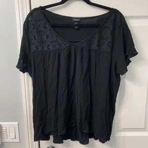 TORRID black top with lace shoulder detail size 2
